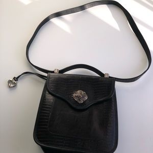 🔥Brighton Black Lizard like print saddle purse